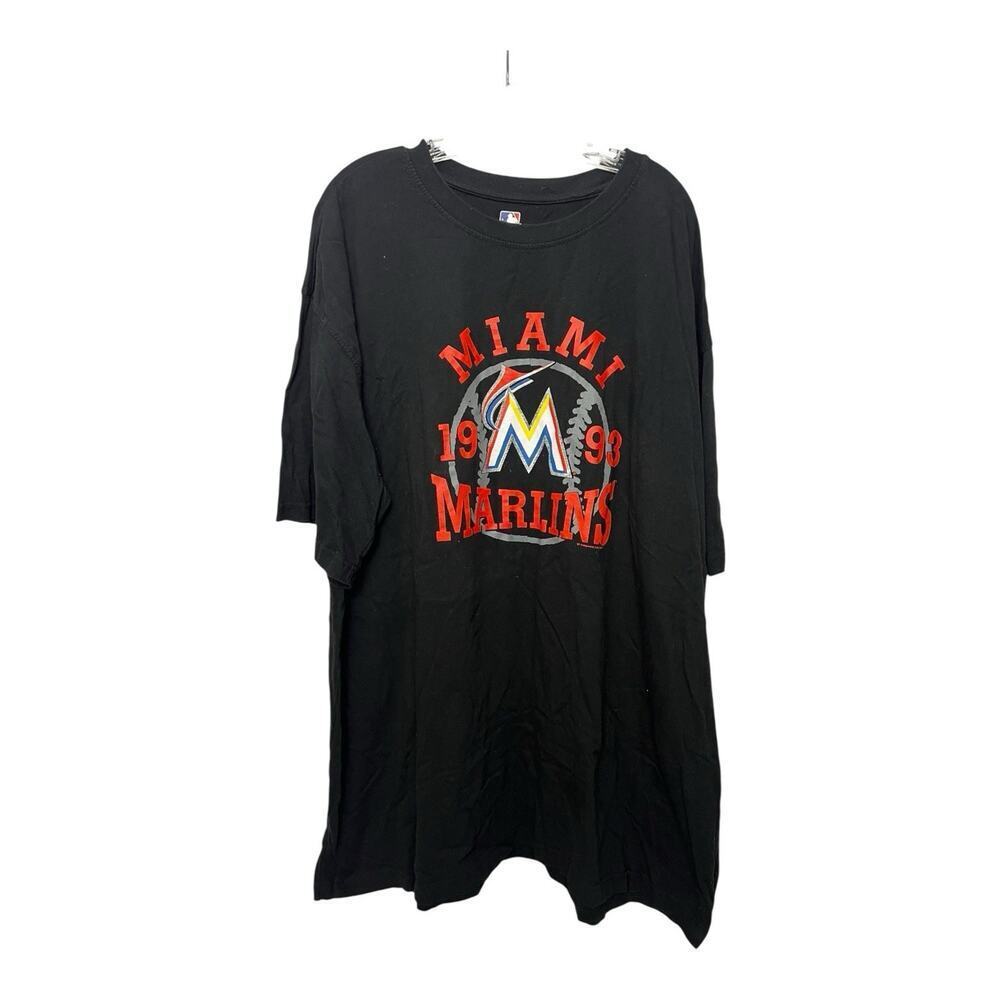 Genuine Merchandise Miami Marlins Baseball T-Shirt Mens 3XLT Short Sleeve Black